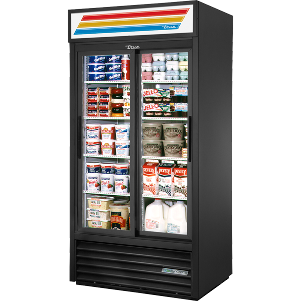 True GDM-33-HC-LD Slide Door Refrigerator with Hydro Carbon Refrigerant & LED Lighting