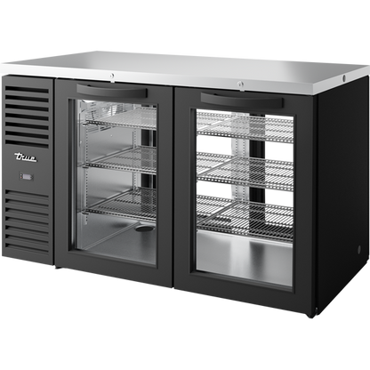 True TBR60-PTSZ1-L-B-GG-GG-1 Pass-Thru Single Zone Refrigerator with Left Side Refrigeration System. Black Exterior and Glass Swing Doors