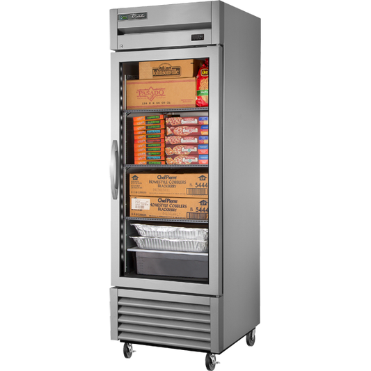 True TS-23FG-HC~FGD01 Reach-In Glass Swing Door Stainless Steel Freezer with Hydrocarbon Refrigerant