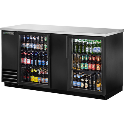 True TBB-3G-HC-LD Glass Swing Door Back Bar Cooler with LED Lighting & Hydrocarbon Refrigerant